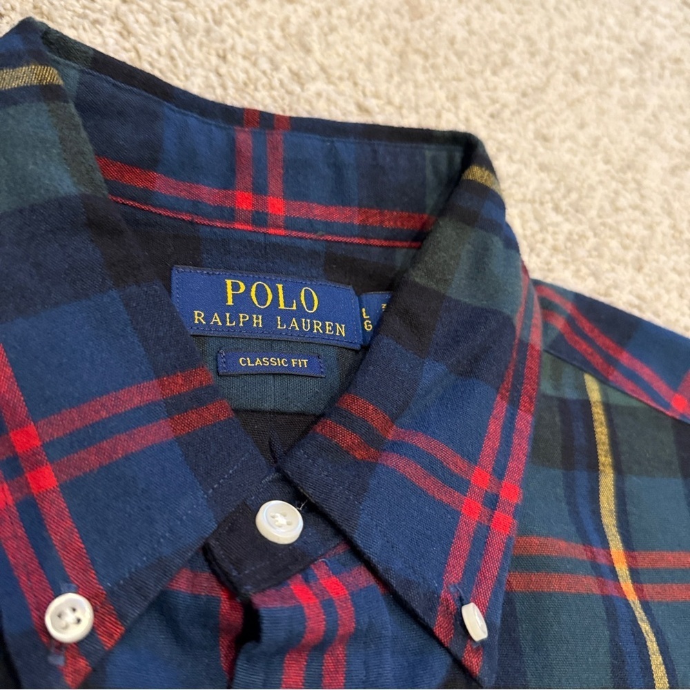 Polo by Ralph Lauren Classic Fit Plaid Oxford Shirt Men's Size L 100% Co… - Picture 4 of 7
